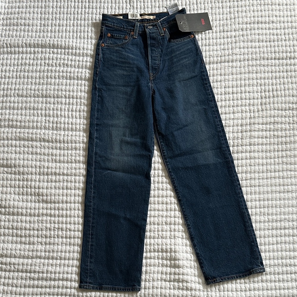 Levi's Ribcage Straight Dark Blue Denim Jeans 24